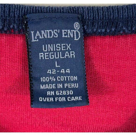 VTG LANDS' END Henley Top Unisex L 42-44 Striped Blue/White Nautical Classic - Picture 2 of 8